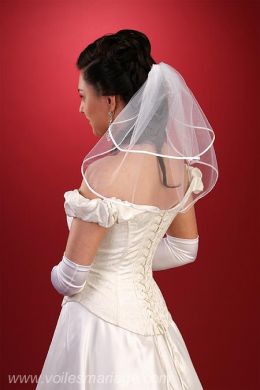 Short bridal veil behind